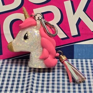 BBW Pink Glitter Magnetic Nose Kiss Unicorn PocketBac Holder Backpack Keychain